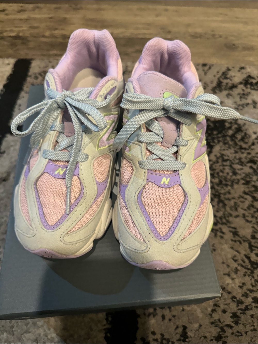 New Balance Kids Sneakers in Pink, Lavender, and Light Gray